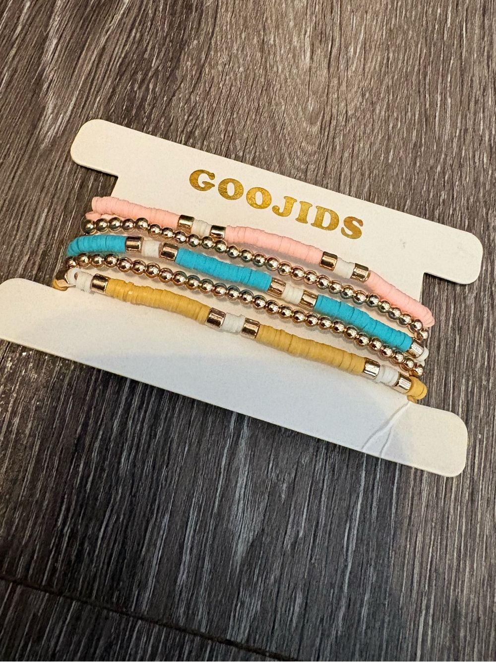 Goojids Multicolor Beaded Bracelet Set - Pink, Turquoise & Yellow